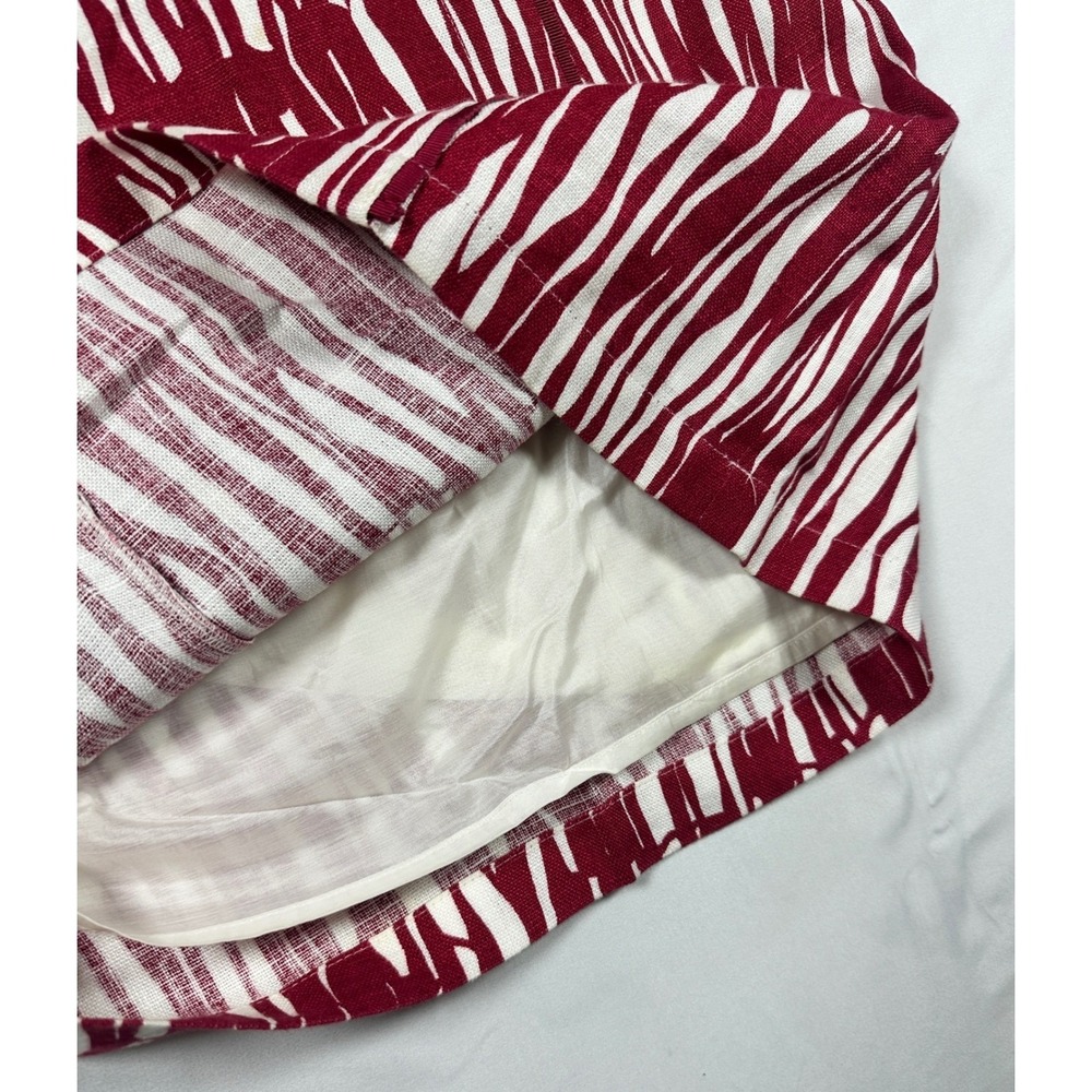 Max Mara Linen Red White Zebra Print Linen Sheath Dress Made in Italy Size 6 - Picture 5 of 8